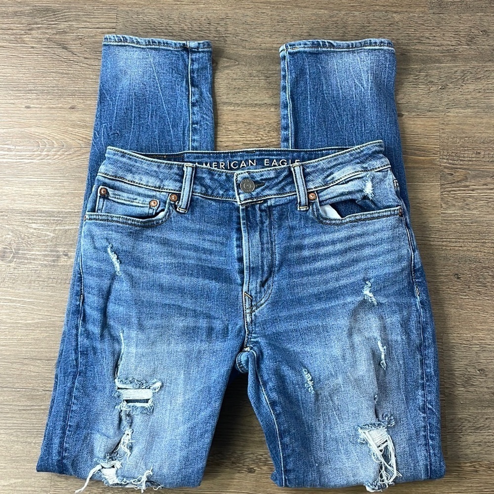 American Eagle Mens Distressed Slim Blue Jeans, size 30x32